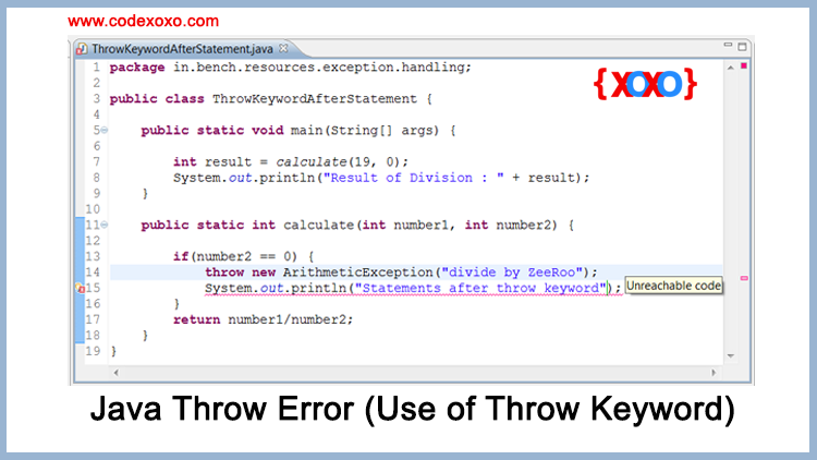 Java Throw Error (Use of Throw Keyword) - Code XOXO